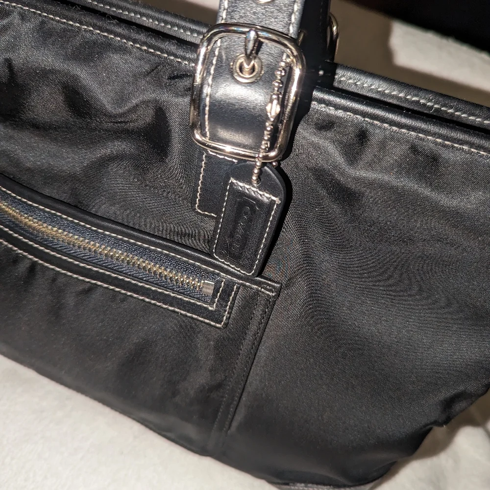 Vintage Coach black nylon tote .4450